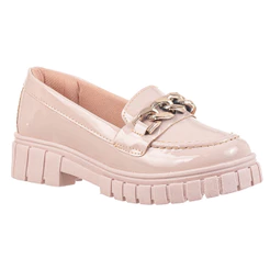Mocassim Feminino GiGiL Teen Tratorado Sapato Fivela Flatform Calce Fácil Detalhe Confortável Moda Atual