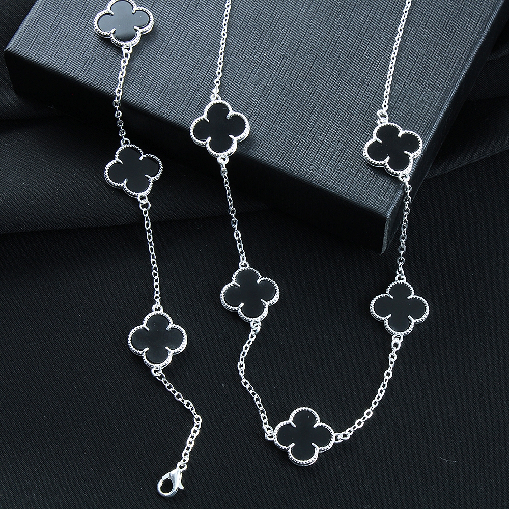 ZZANNE KIT COLAR E PULSEIRA  TREVO DA SORTE PRETO MASCULINO NEYMAR  FOLHEADO OURO E PRATA em Oferta na Shopee