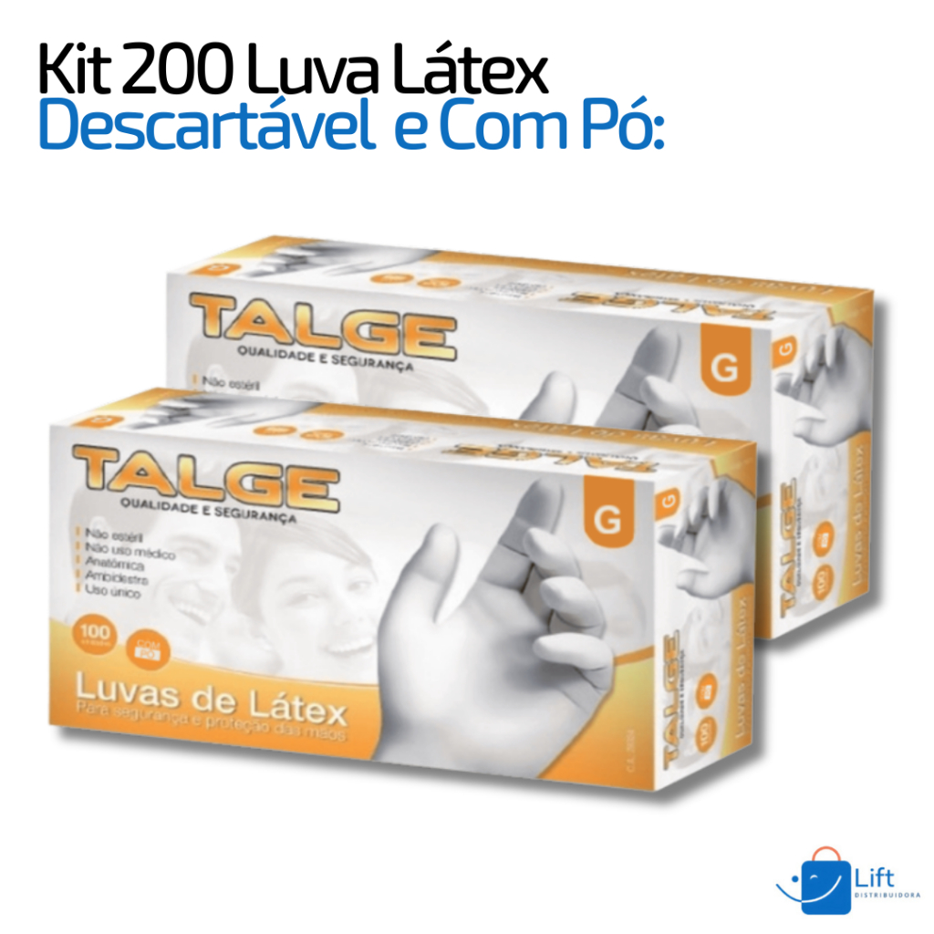 Luva Latex 200 un Descartável Profissional | Com pó - PP, P, M, G