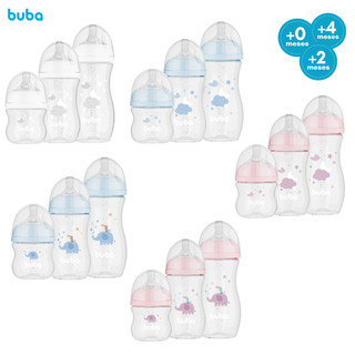 Kit 3 Mamadeiras Buba Anticólica Bico Pétala Silicone Macio Easy Flow Antivazamento 120/2…