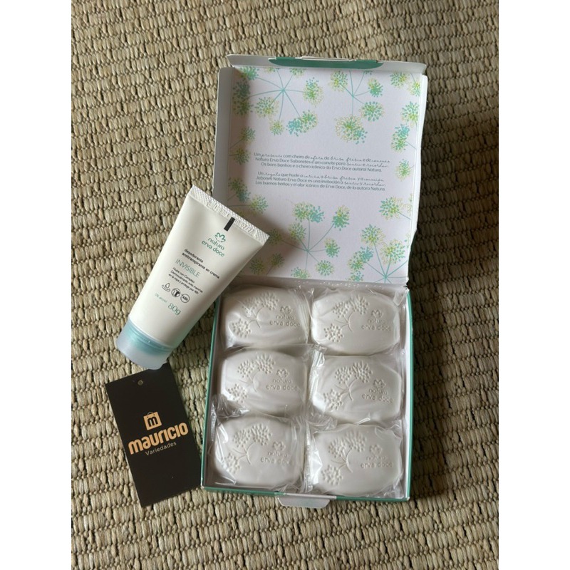 Combo Natura Erva Doce Caixa de sabonetes + antitranspirante em creme