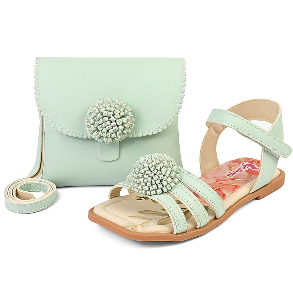 Kit Chinelo Rasteira Infantil Menina Sandália Com Bolsa Rosa Azul Caramelo Verde Pink Flores Rosa