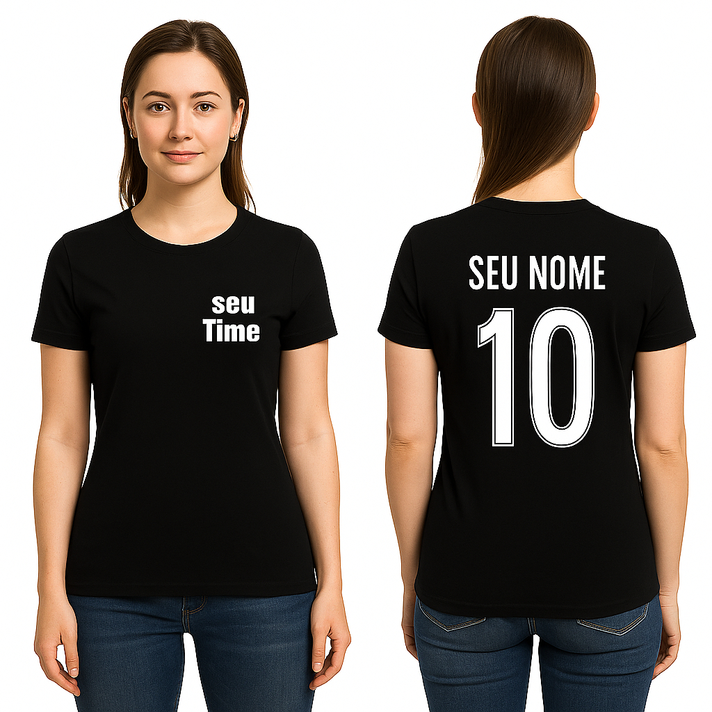 Camiseta Personalizada Adulto Camisa Unissex Nome Número Time Estampa Exclusiva Presente Futebol