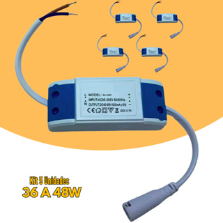 Kit 5 Driver Reator Led Bivolt 36w a 48w Fonte Painel Plafon em Oferta na Shopee