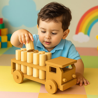 Caminhao Didatico Madeira Mdf Encaixe Infantil Brinquedo Educativo Artesanato Criança Aprendizado