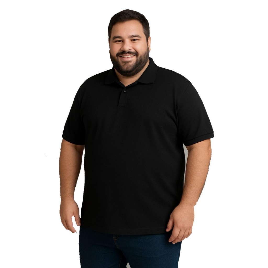 Camisa Polo Plus Size Masculina em Piquêt - G1 ao G5