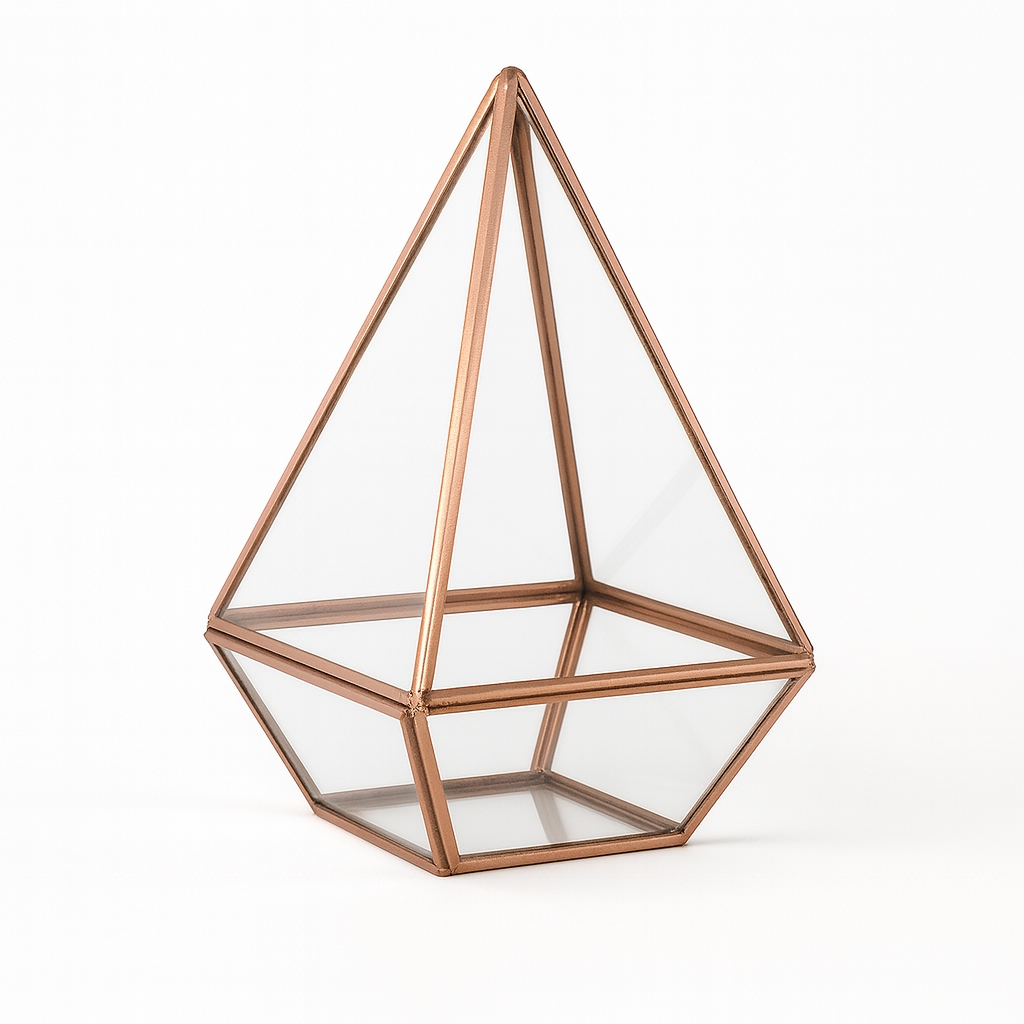 Terrário de Cobre Pirâmide 15x13cm | Vaso Decorativo Artesanal em Vidro | Ideal para Suculentas e Mini Jardim em Oferta na Shopee