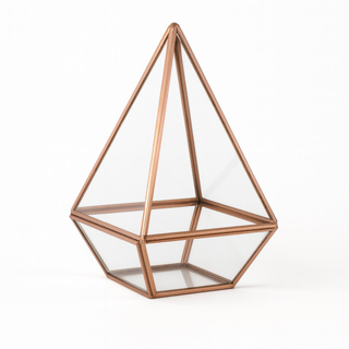 Terrário de Cobre Pirâmide 15x13cm | Vaso Decorativo Artesanal em Vidro | Ideal para Suculentas e Mini Jardim em Oferta na Shopee