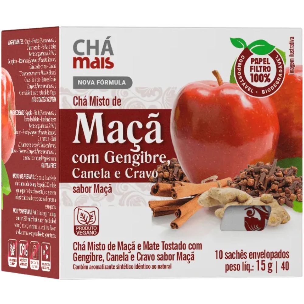 Chá de Maçã com Gengibre e Canela