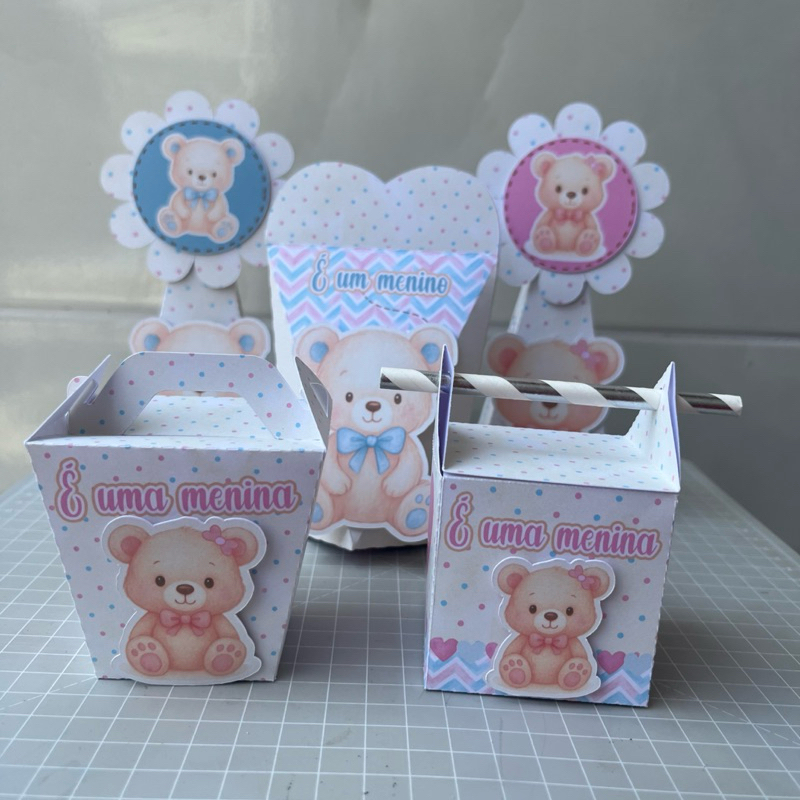 PEGUE E MONTE| Kit personalizados chá revelação personalizados |  é menino é menina | chá revelação