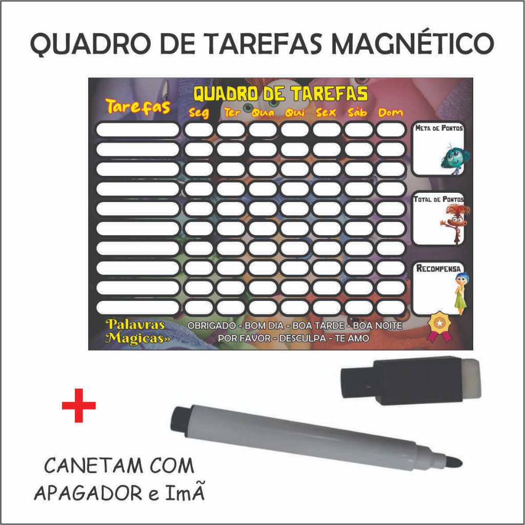 Quadro de Rotina Infantil com Imã Quadro de tarefas diárias  Infantil Incentivo