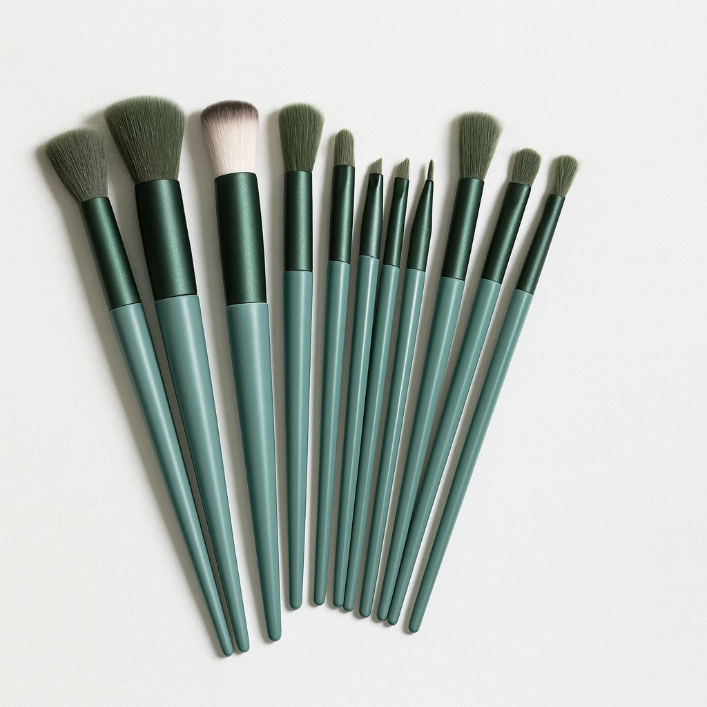 Kit 13 Pinceis Verde para Maquiagem - Kit Pinceis, Maquiagem, Utensilios, Acessorios de Belelza