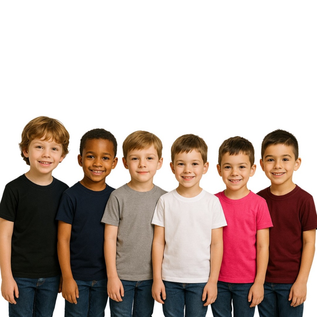 Kit 6 Camisetas Infantil Juvenil Masculina 100% Algodão Premium Básicas Lisas
