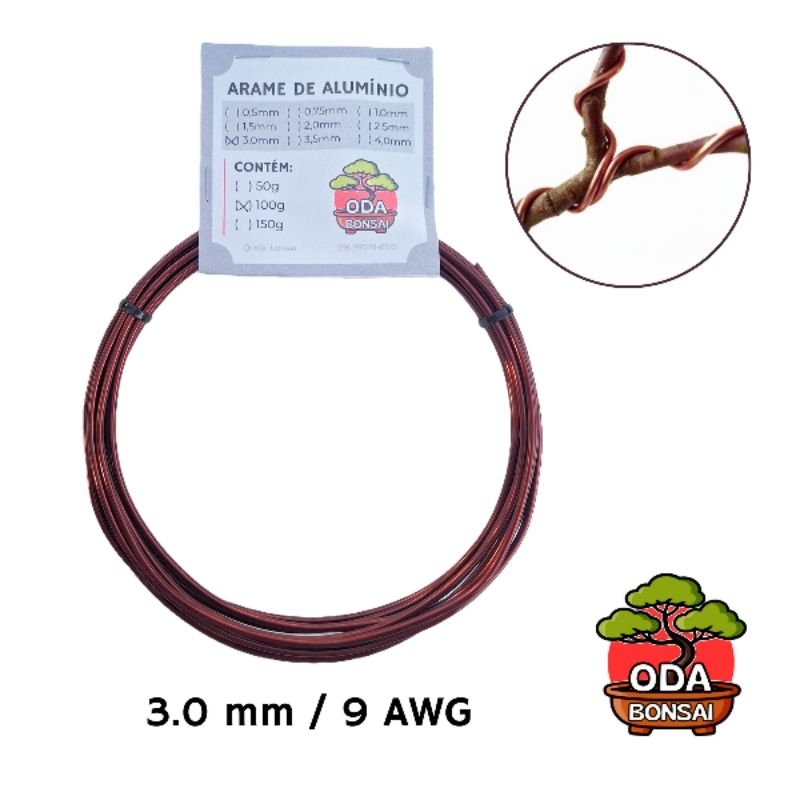 Arame Esmaltado de Alumínio para Bonsai 3.0mm 9 AWG Ideal para Bonsaismo Galhos Médios a Grossos | Oda Bonsai