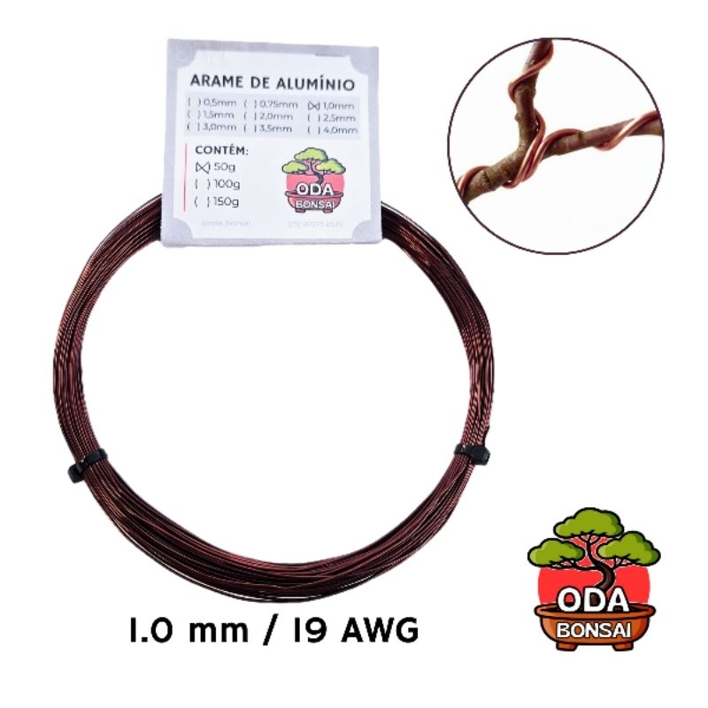 Arame Esmaltado de Alumínio para Bonsai 1.0mm | 19 AWG 50/100g Ideal para Bonsaismo Galhos Finos e Jovens | Oda Bonsai