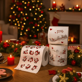 Kit 2/3/6 Rolos Guardanapo 20m Natal Papel Higiênico Natalino - Wincy / Festa Decoração Sortida