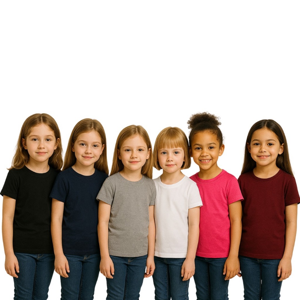 Kit 6 Camisetas Infantil Juvenil Feminina 100% Algodão Premium Básicas Lisas