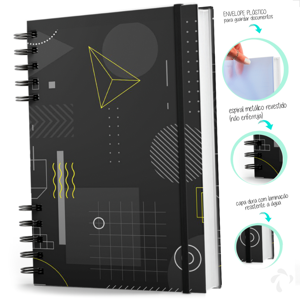 Caderno De Anotações -200 Pg- Coleção Geo - Elementos em Oferta na Shopee