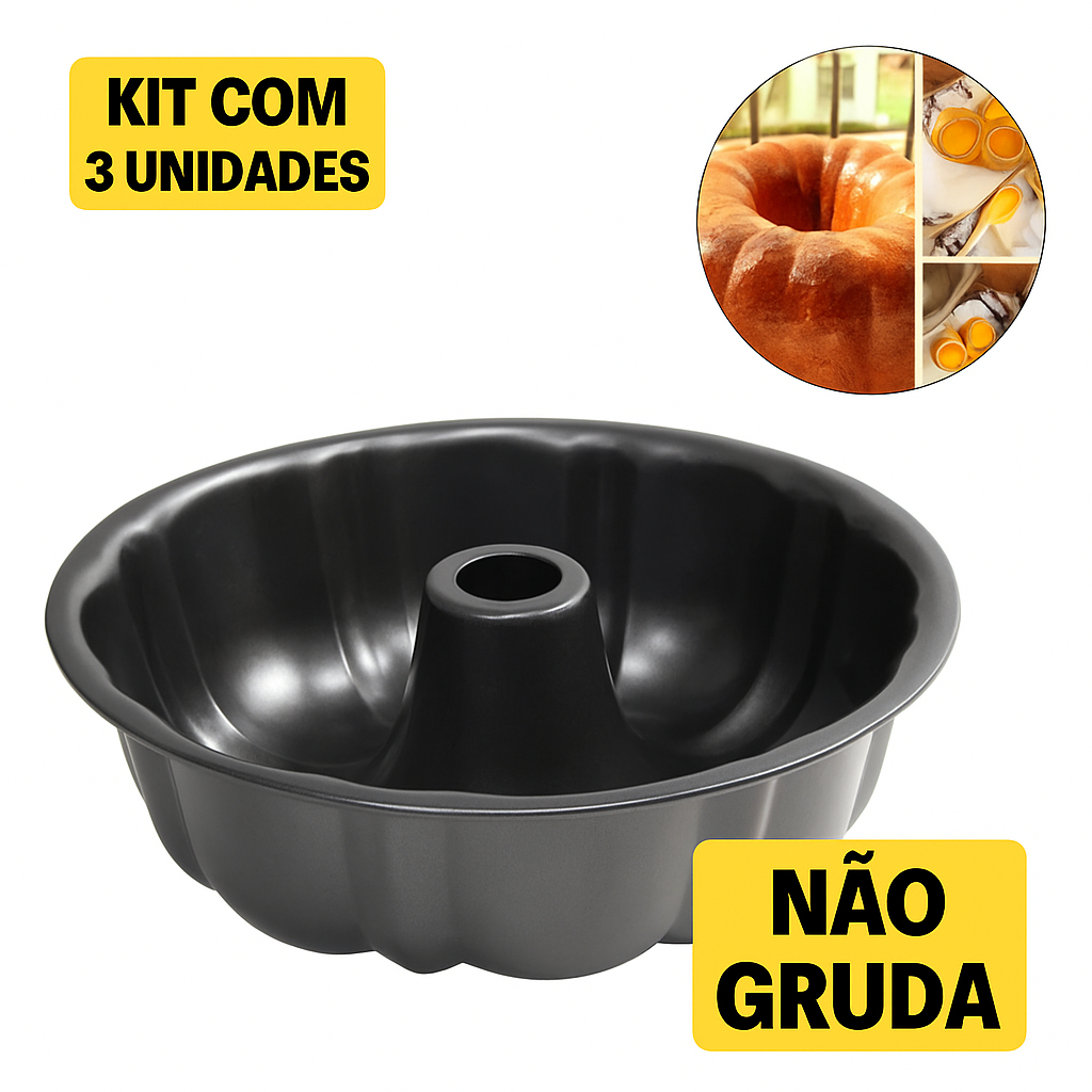Forma Furo Central No Meio Redonda Teflon Antiaderente Nao Gruda Para Bolo Torta Pudim em Oferta na Shopee