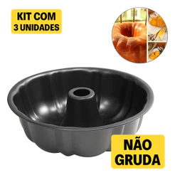 Forma Furo Central No Meio Redonda Teflon Antiaderente Nao Gruda Para Bolo Torta Pudim