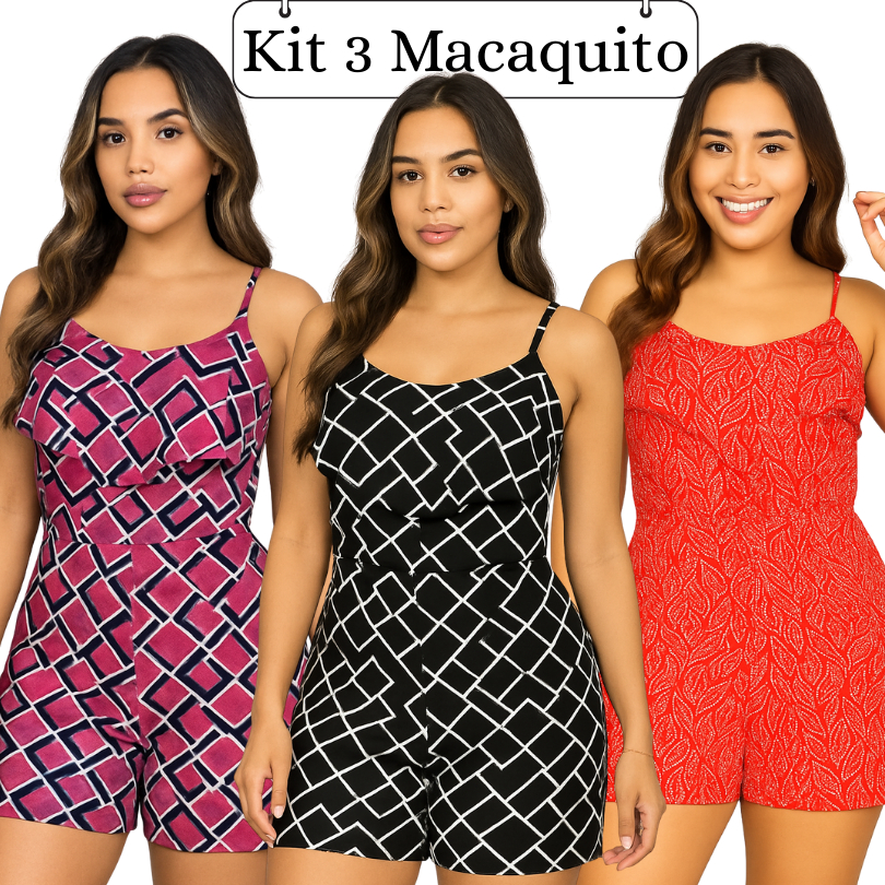Kit 3 Macaquinhos Estampados Femininos Dia a Dia Versatilidade e Elegância Conforto em Oferta na Shopee