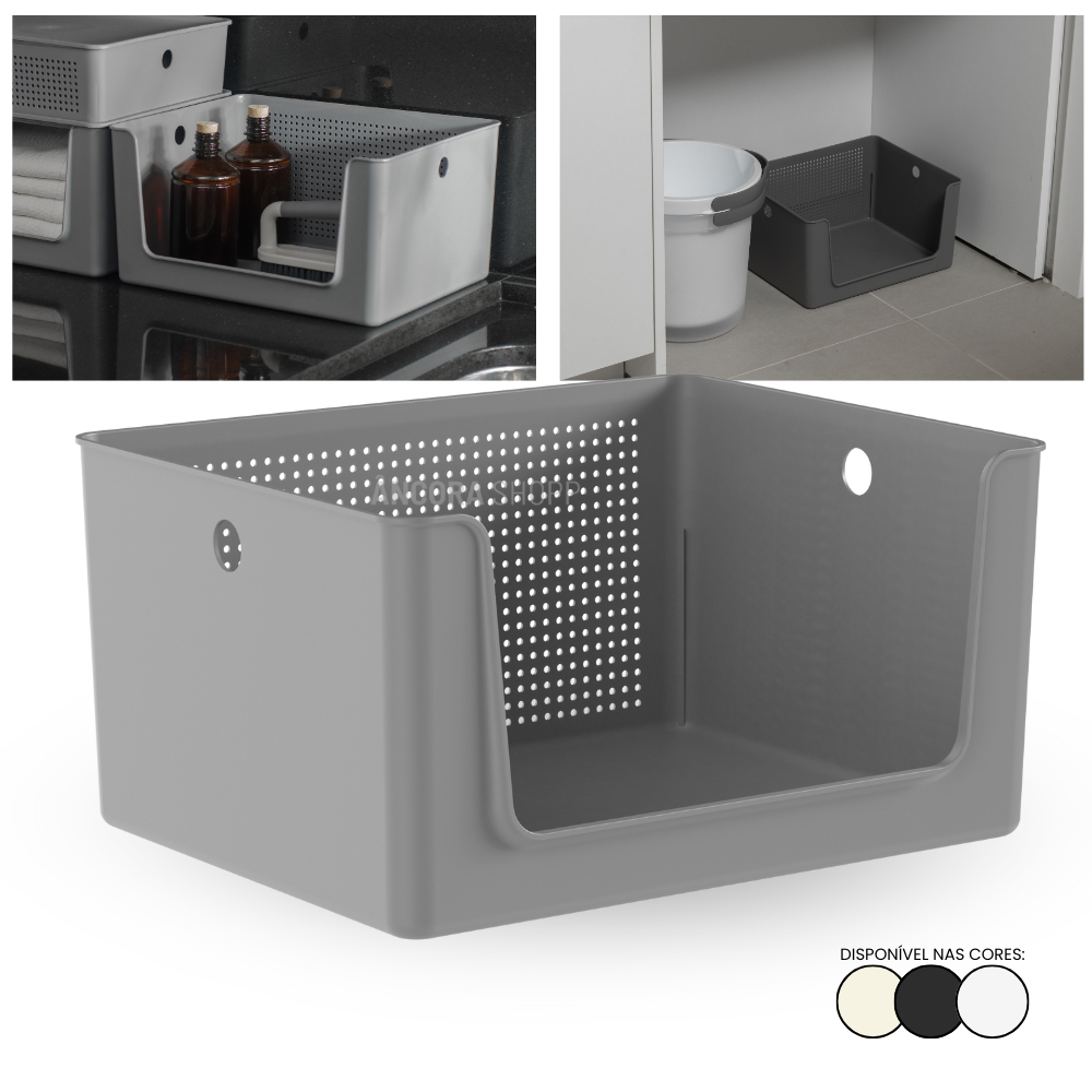 Cesto Organizador 16L Com Abertura Frontal Organização de Lavanderia Armário Banheiro 34 x 27cm em Oferta na Shopee