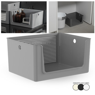 Cesto Organizador 16L Com Abertura Frontal Organização de Lavanderia Armário Banheiro 34 x 27cm