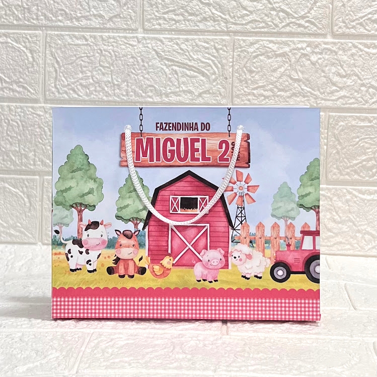 Sacolinha Surpresa Fazendinha Personalizada 16x20 - Lembrancinha Festa Infantil - Pegue e Monte