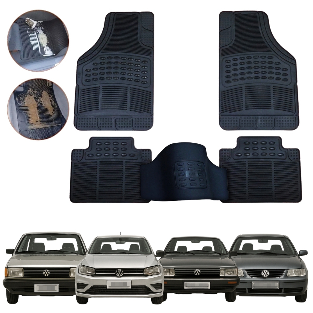 Tapete Automotivo Volkswagen Voyage Parati Santana em PVC com Borda + Túnel (Modelo Universal G)