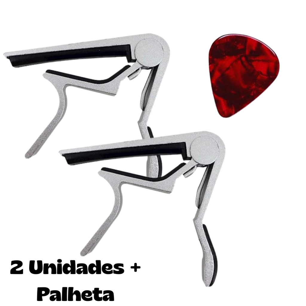 Kit 02 Capotraste Braçadeira Metal Violão, Viola, Guitarra, Ukulele + Palheta em Oferta na Shopee