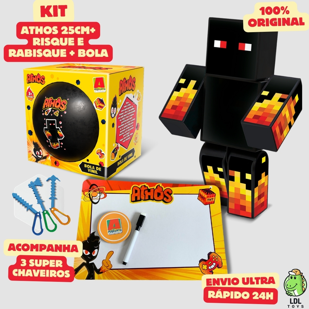 Kit Athos – Boneco 25cm + 3 Chaveiros + Bola de Vinil + Risque e Rabisque Personalizado Algazarra em Oferta na Shopee