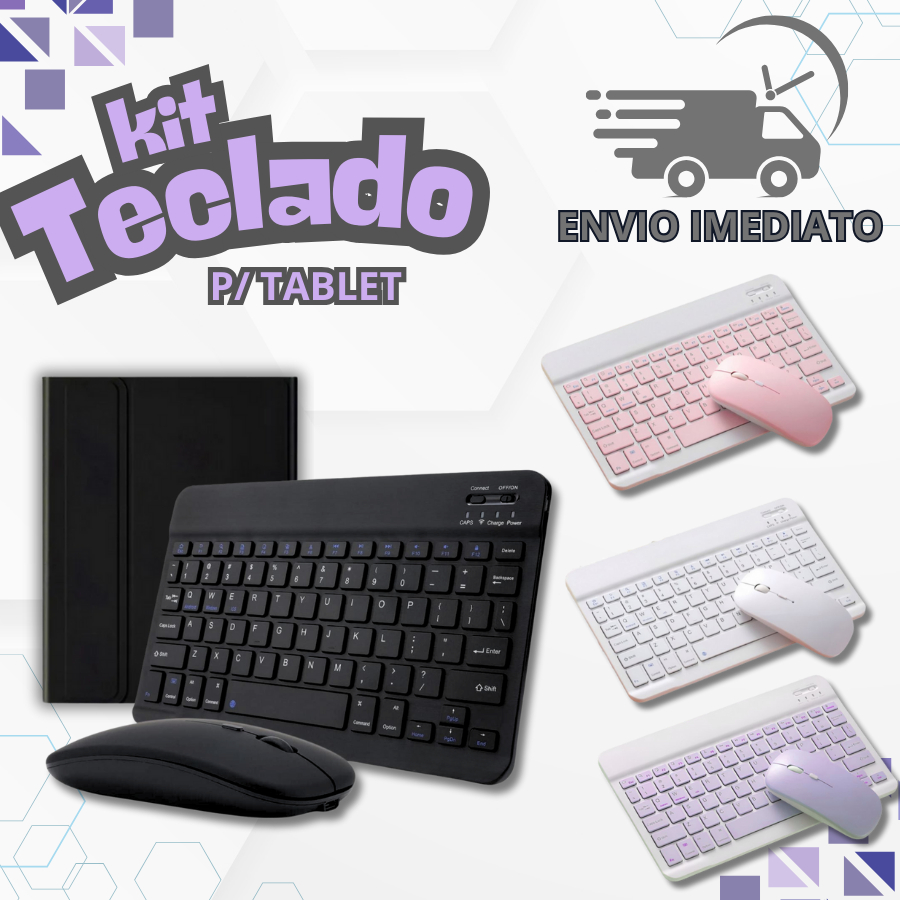 Kit Teclado Sem Fio Bluetooth 10 Polegadas com mouse para Tablet Ipad Envio Imediato