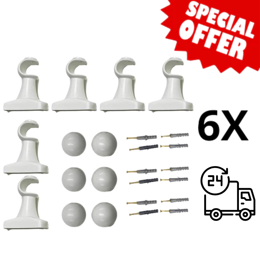 Suporte para Varão de Cortina Fino com Ponteira Gancho para Cortina 19mm Simples kit 6 peças em Oferta na Shopee