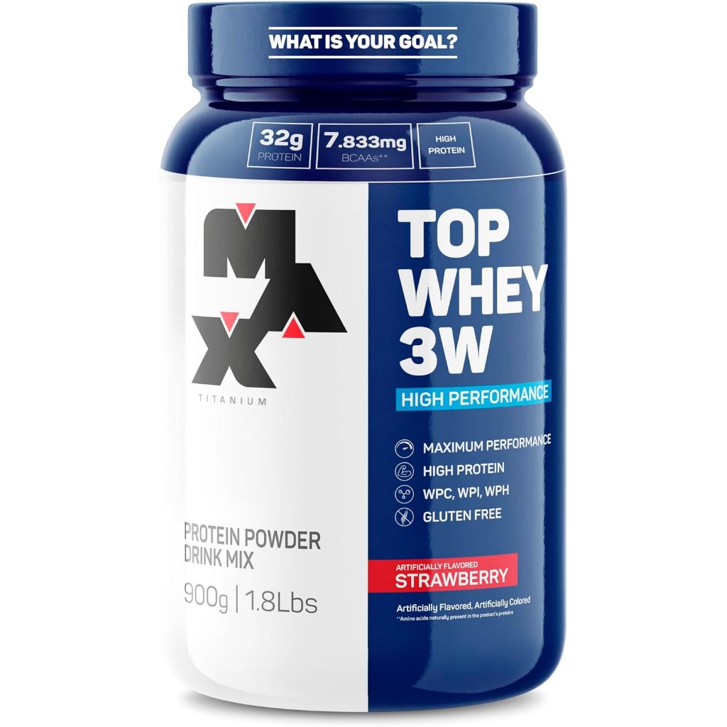 Top Whey 3W + Performance Max Titanium Morango 900g