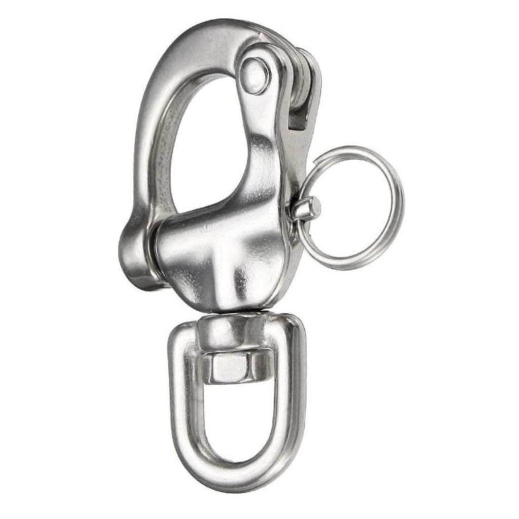 Manilha Orca em Aço Inox Com Destorcedor e Trava de Segurança 87mm