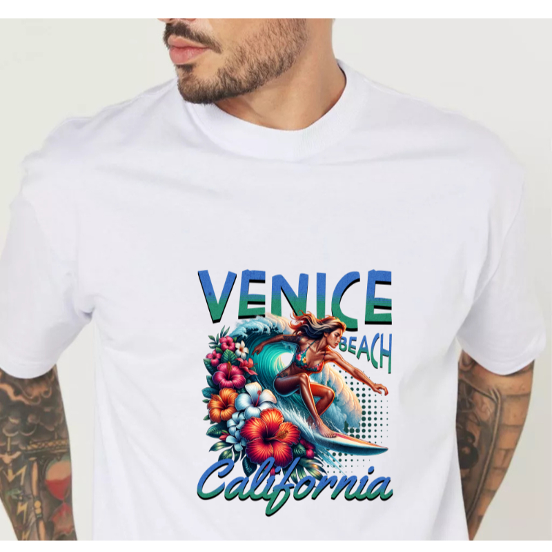 Camiseta Masculina T-Shirt Feminina  Estilosa Blusa Unissex Algodão Leve e Confortável Camisa Estampada California