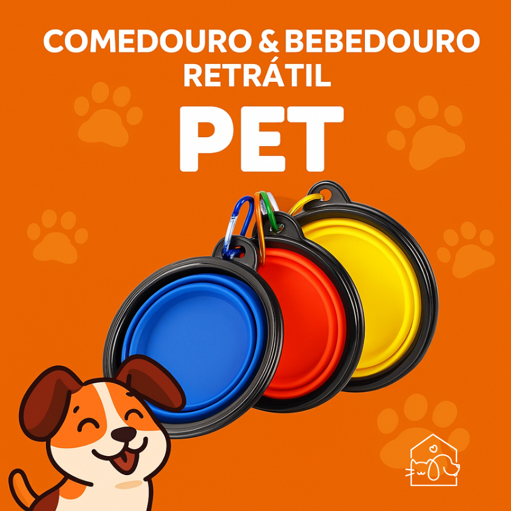 Bebedouro e Comedouro Dobrável Silicone 350ml para Cachorros e Gatos em Oferta na Shopee