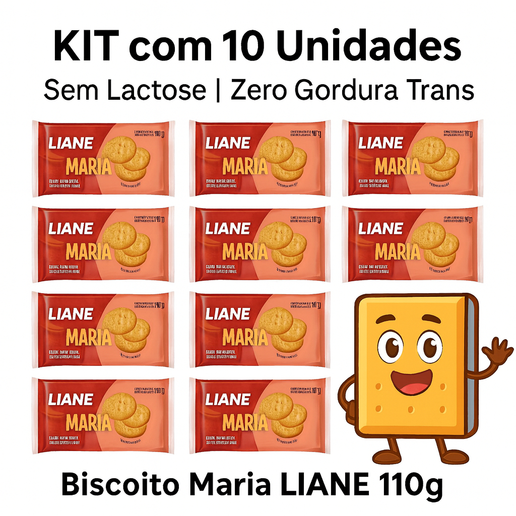 Kit 10 Unidades Biscoito Clássico Maria 110g – Sem Lactose e Sem Gordura Trans em Oferta na Shopee