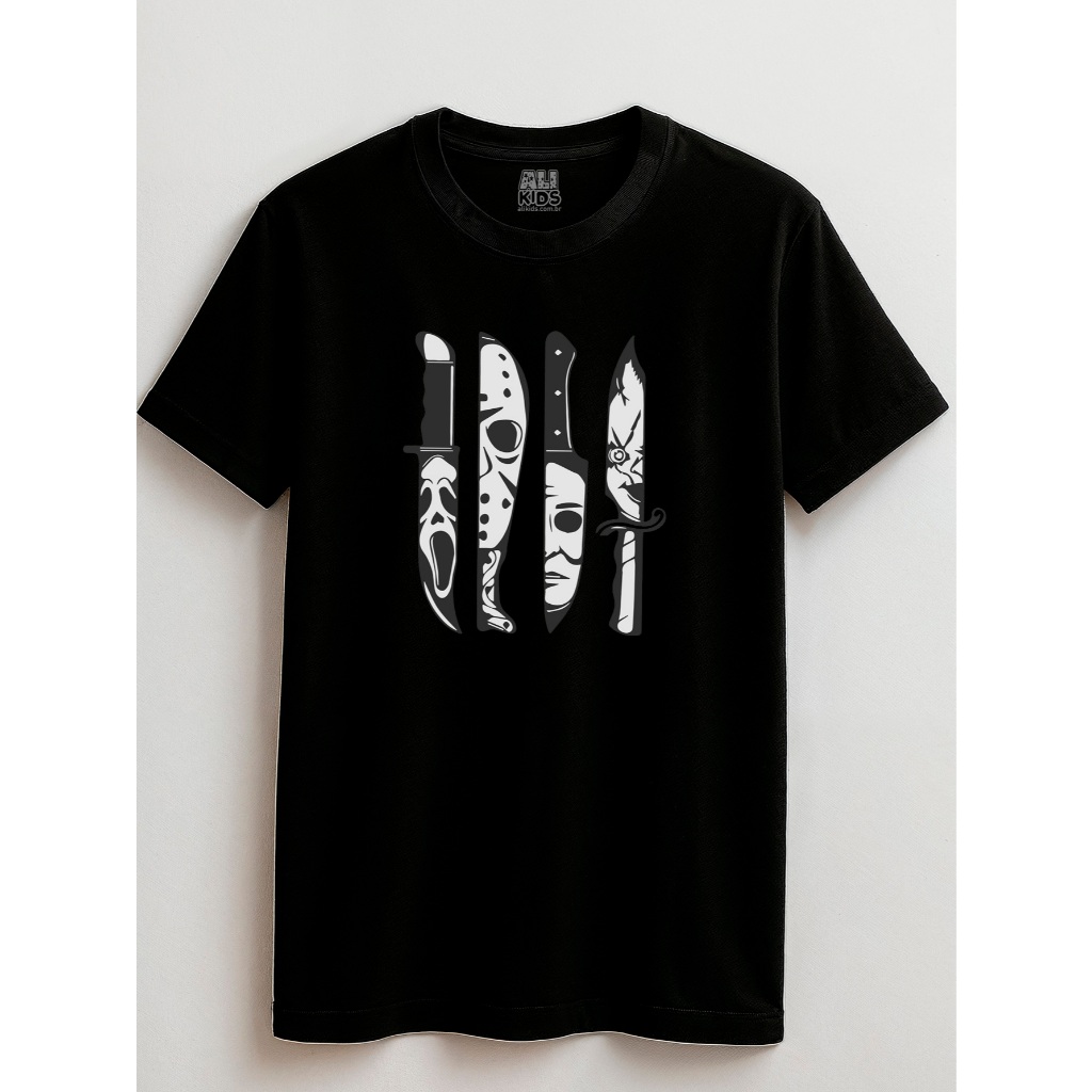 Camiseta para crianças Halloween Slashers Juvenil e Infantil Unissex