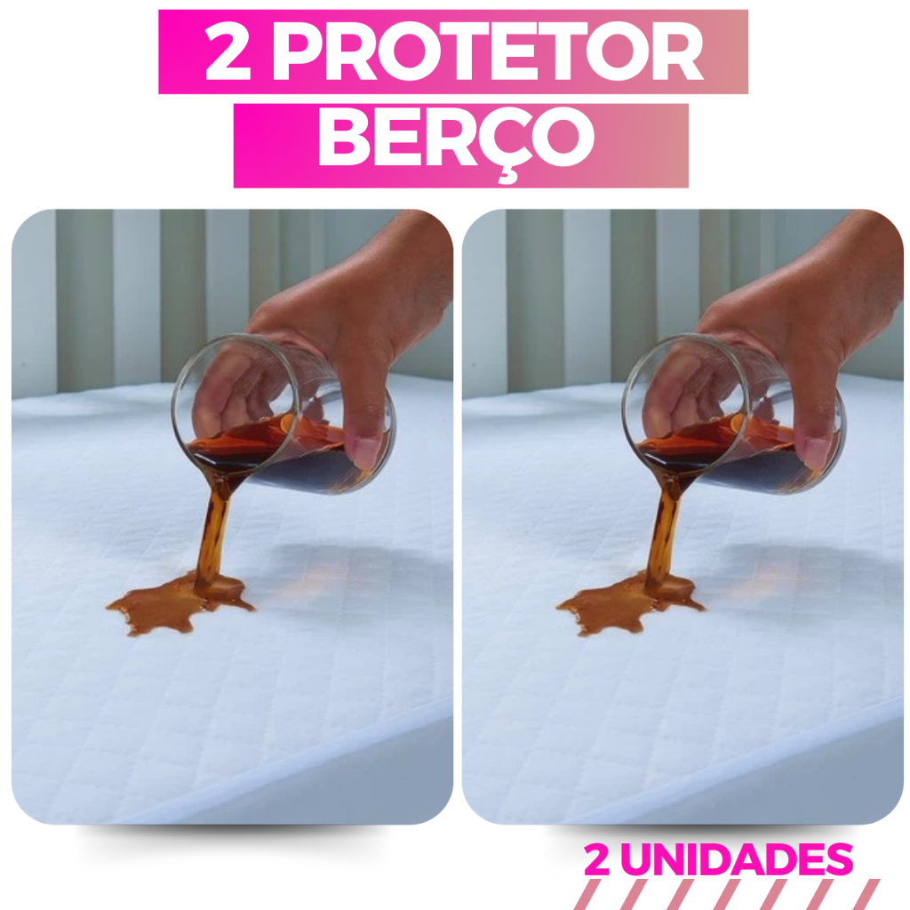 Kit 2 Capa Protetora de Berço Impermeável Para Colchão de Bebê Não Molha
