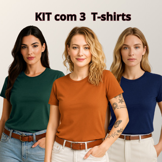 Camiseta Feminina T-shirt Baby look Blusa Básica Lisa 100% algodão Fio 30.1 PREMIUM Sem Estampa em Oferta na Shopee