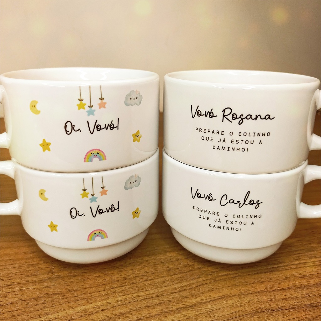 Xícara Personalizada para Vovó e Vovô - Revelação Gravidez em Oferta na Shopee