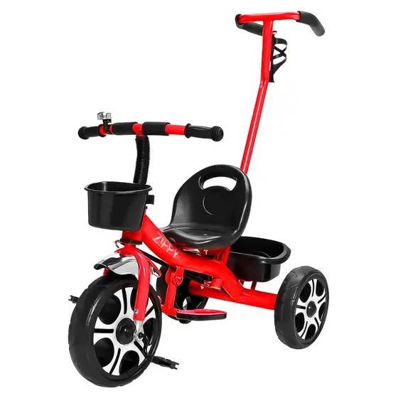 Triciclo com Apoiador Infantil Bicicletinha de Passeio Bicicleta com Haste e Buzina Zippy Toys