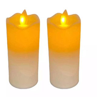 Kit 2 Velas Led Eletrônica Lisa Vela Chama Fogo Realista A Pilha