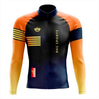 CAMISA CICLISMO MASCULINA MOUNTAIN BIKE MANGA LONGA PROTEÇÃO UV RKC SPORTS LISTRADA LARANJA em Oferta na Shopee