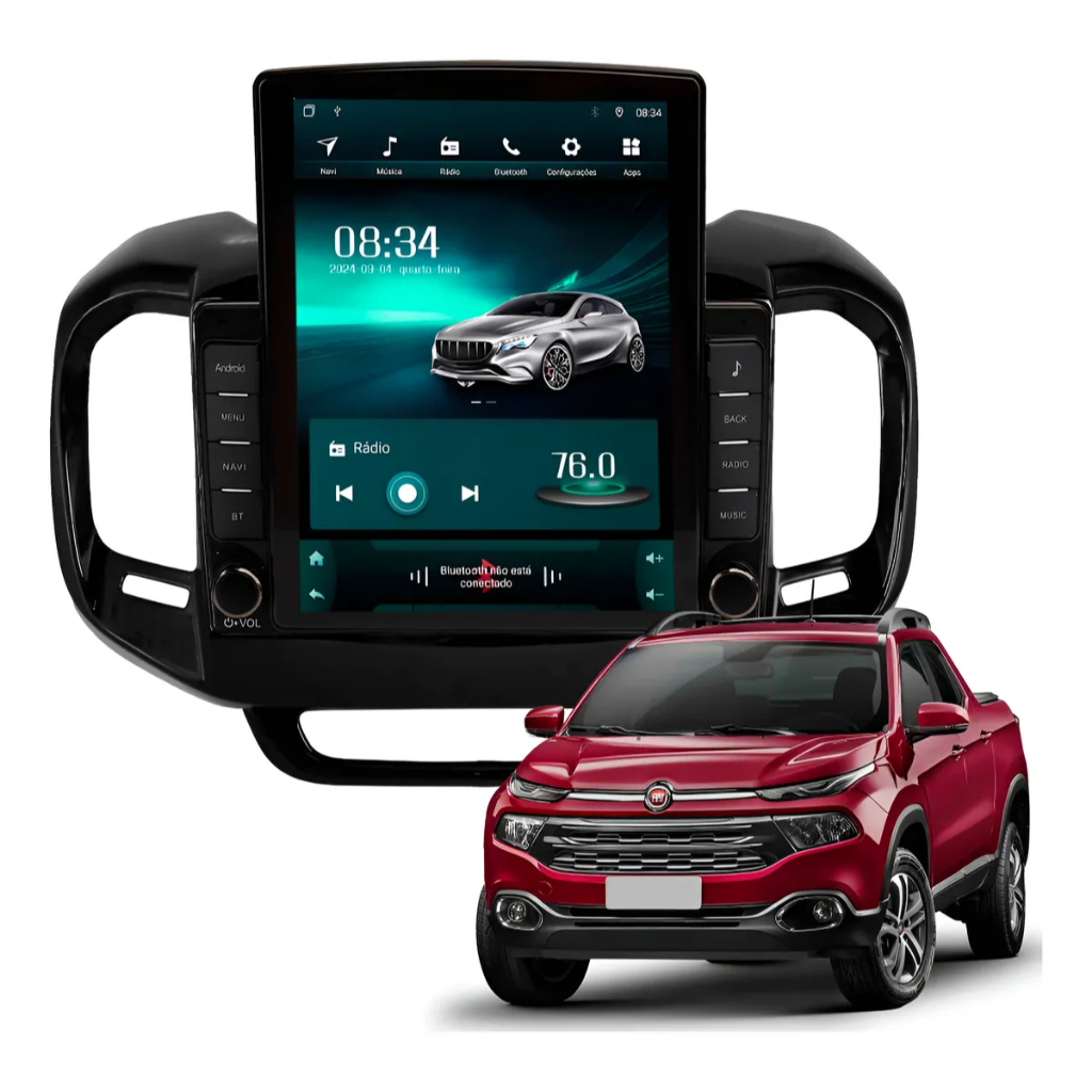 Multimídia 9.7p Tesla Fiat Toro Android Carplay Wi-fi OCTACORE
