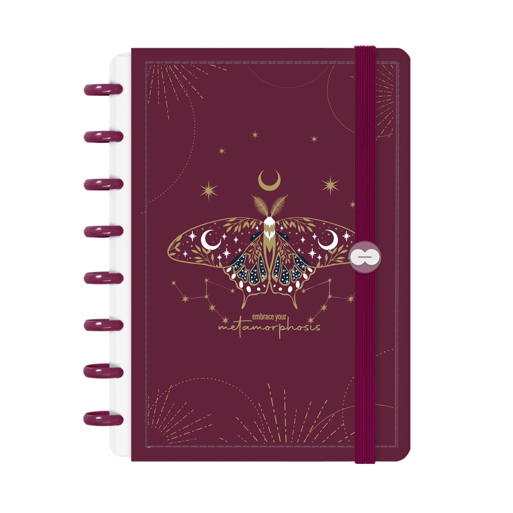 Caderno De Disco Iscool Inteligente Capa Dura 80 Folhas Cosmos Borboleta Marsala em Oferta na Shopee