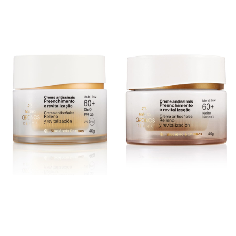Kit Creme Antissinais Preenchimento e Revitalização 60+ Noite Chronos Derma - Pote