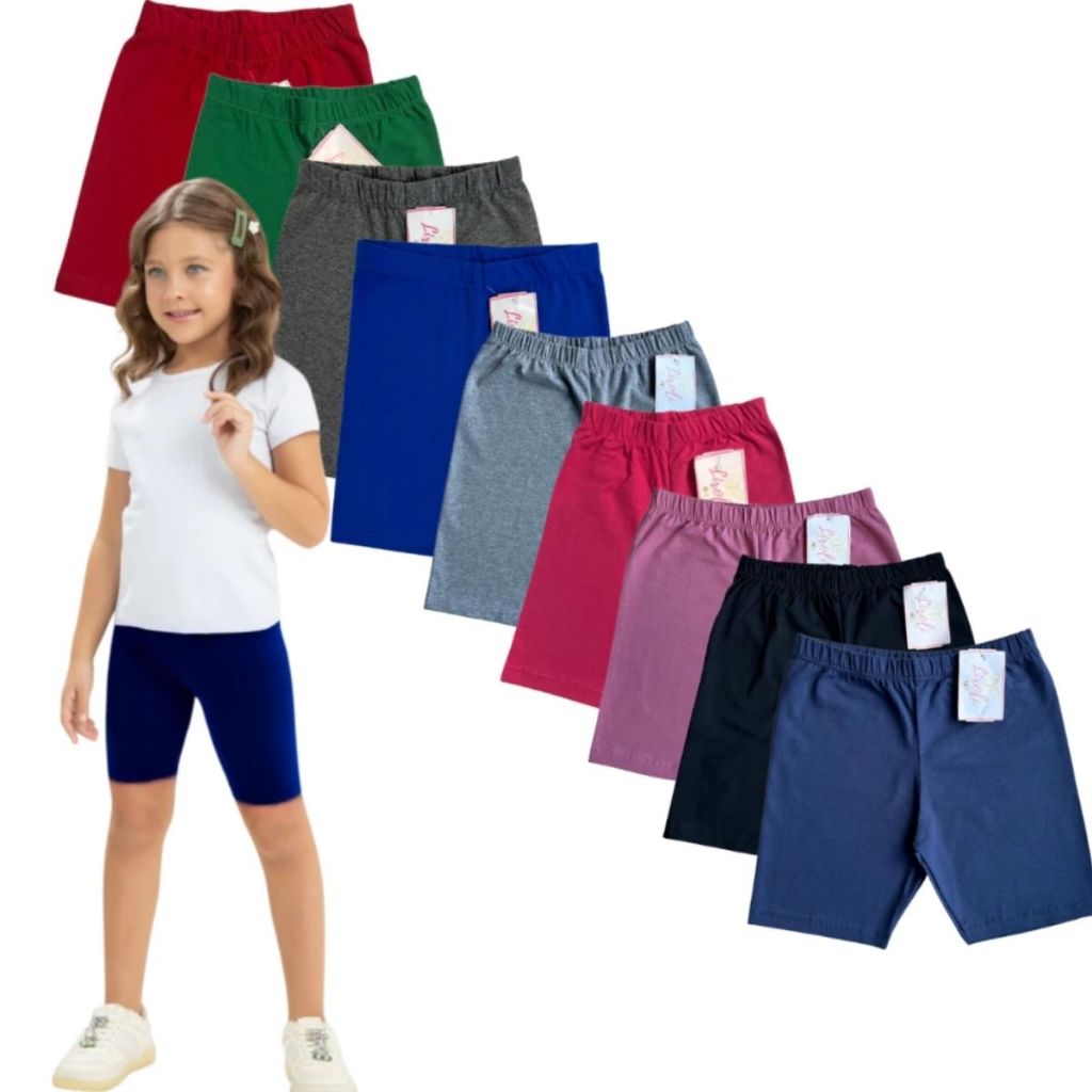 Bermuda Infantil Juvenil Cotton Menina Tamanho 1 ao 16 em Oferta na Shopee