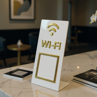Placa Wifi Display Acrílico Espelhado QR Code Mesa Balcão em Oferta na Shopee